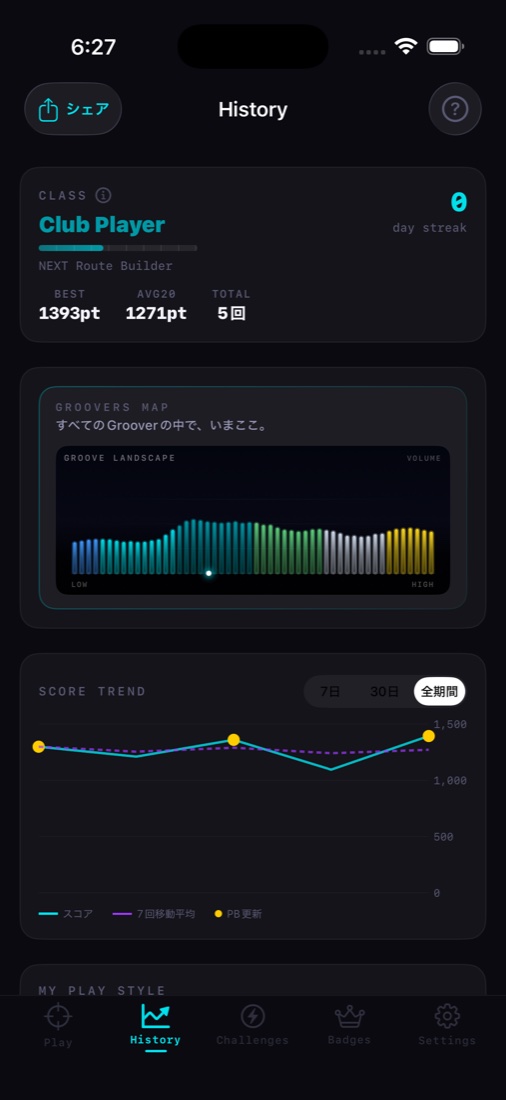Groove Checkout history and diagnosis screen